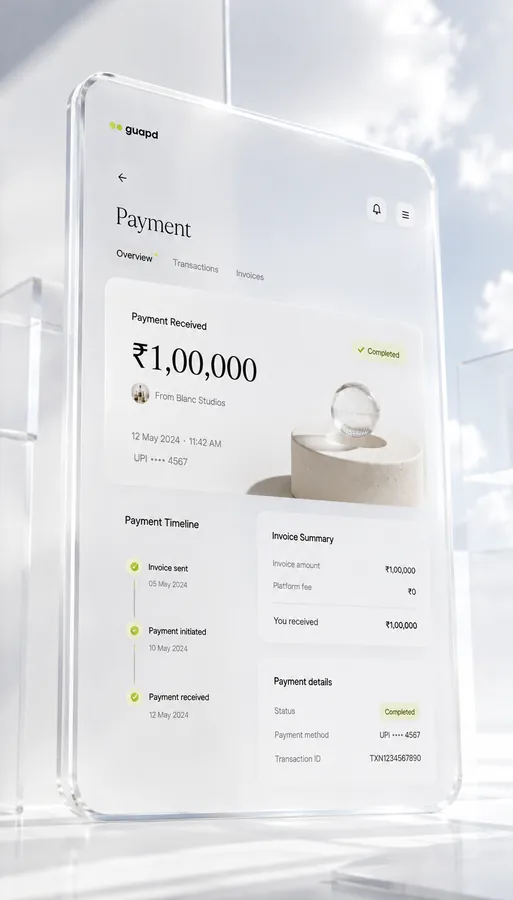 Earnings dashboard showing total earnings and monthly breakdown