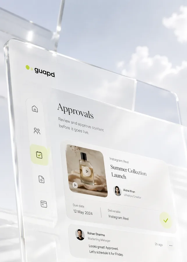 Glass panel showing deliverables list